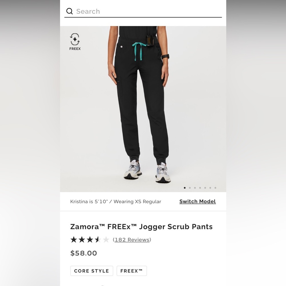 Black FreeX Zamora joggers. Medium petite